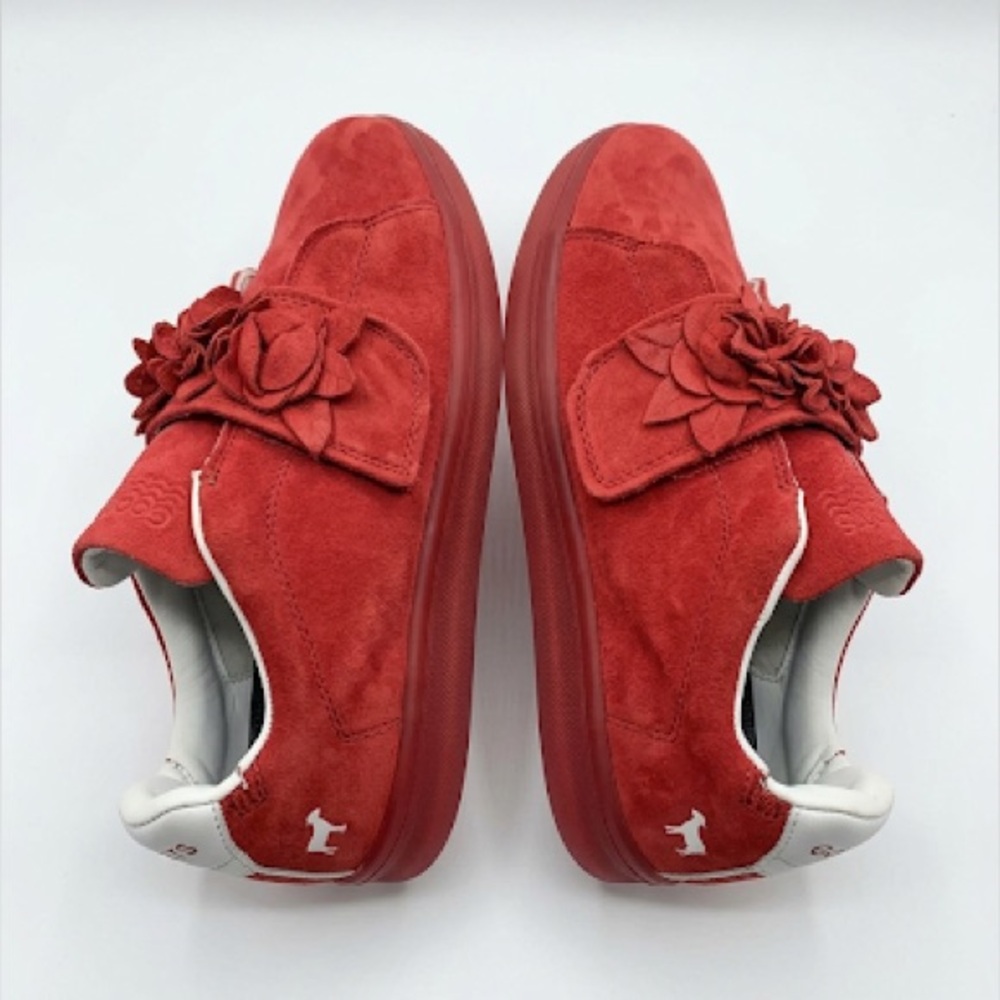GOATS 573 Modular Sneakers with Floral Appliqué in Red, Size 3.5